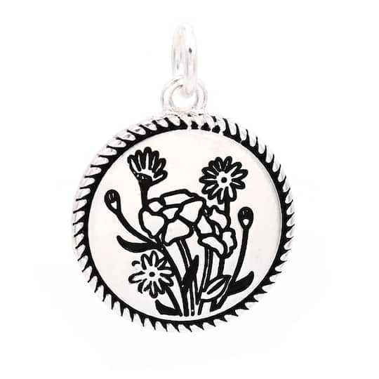 12 Pack: Silver Plated Antique Flowers Charm by Bead Landing™